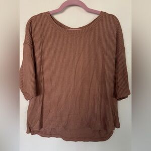 Lorna Jane Ribbed Short Sleeve Women’s set in Dusty Rose